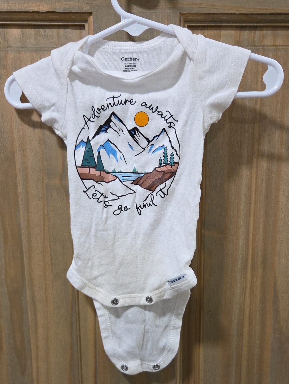 Gerber White Graphic Adventure Onesie for Kids